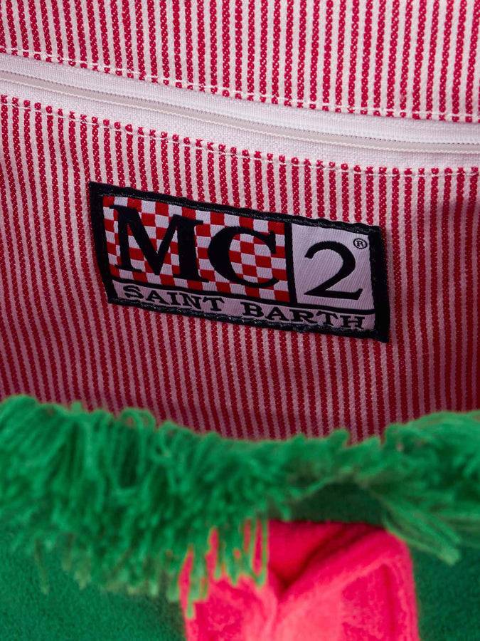 Mc2 Saint Barth Borsa Colette In Spugna Verde Con Logo Saint Barth