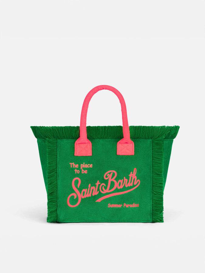 Mc2 Saint Barth Borsa Colette in spugna verde con logo Saint Barth