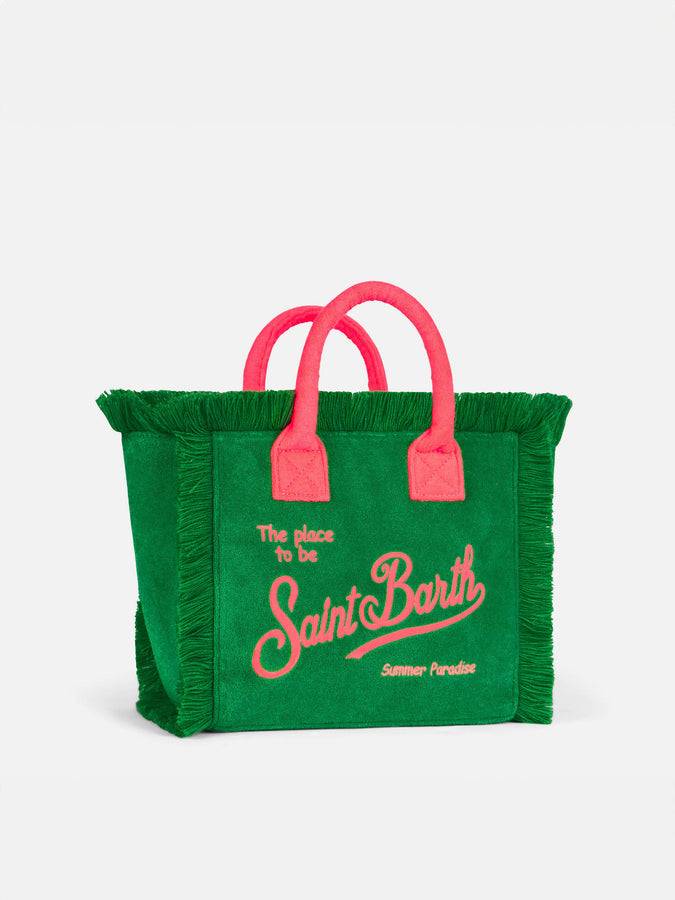 Mc2 Saint Barth Borsa Colette In Spugna Verde Con Logo Saint Barth