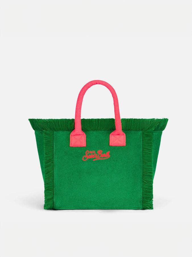 Mc2 Saint Barth Borsa Colette In Spugna Verde Con Logo Saint Barth