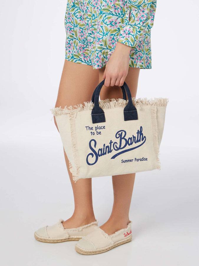 Mc2 Saint Barth Borsa Colette In Tela Di Cotone Bianco Sporco