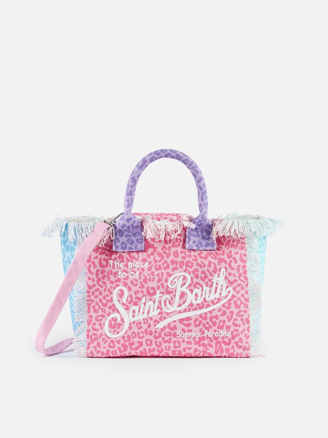 Mc2 Saint Barth Borsa Colette in tela di cotone pastello animalier