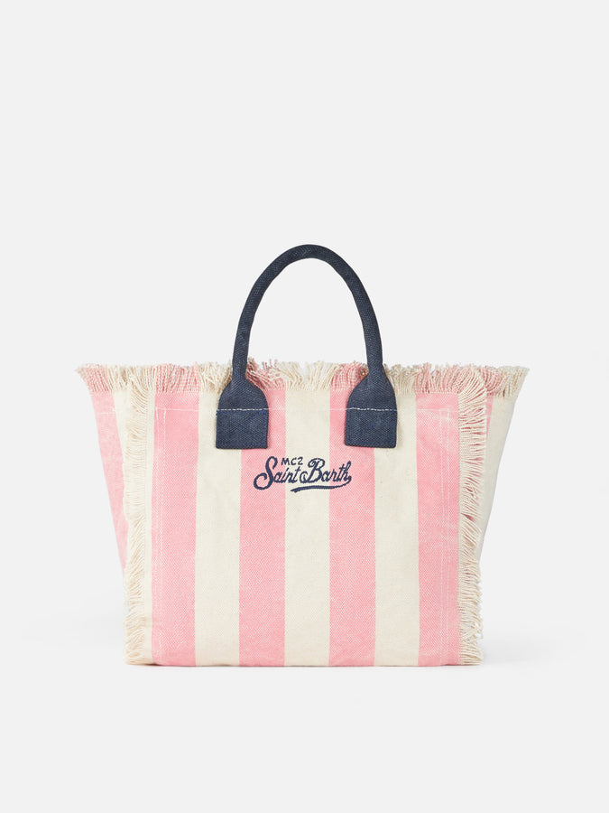 Mc2 Saint Barth Borsa Colette In Tela Di Cotone Rigata Capri