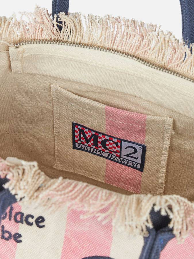 Mc2 Saint Barth Borsa Colette In Tela Di Cotone Rigata Capri