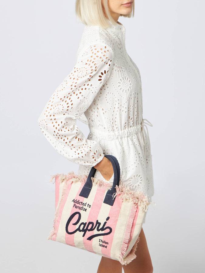 Mc2 Saint Barth Borsa Colette In Tela Di Cotone Rigata Capri