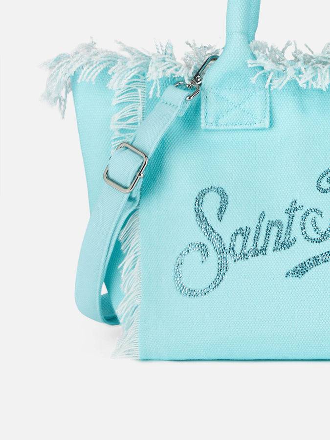 Mc2 Saint Barth Borsa Colette In Tela Di Cotone Verde Acqua Con Strass
