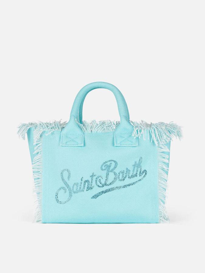 Mc2 Saint Barth Borsa Colette In Tela Di Cotone Verde Acqua Con Strass