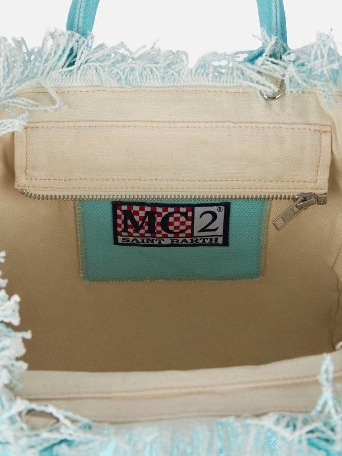 Mc2 Saint Barth Borsa Colette In Tela Di Cotone Verde Acqua Con Strass
