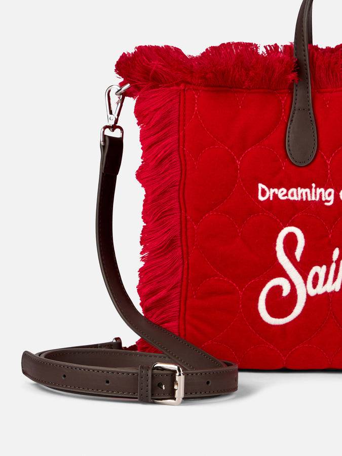 Mc2 Saint Barth Borsa Colette In Velluto Trapuntato A Cuori Con Frange