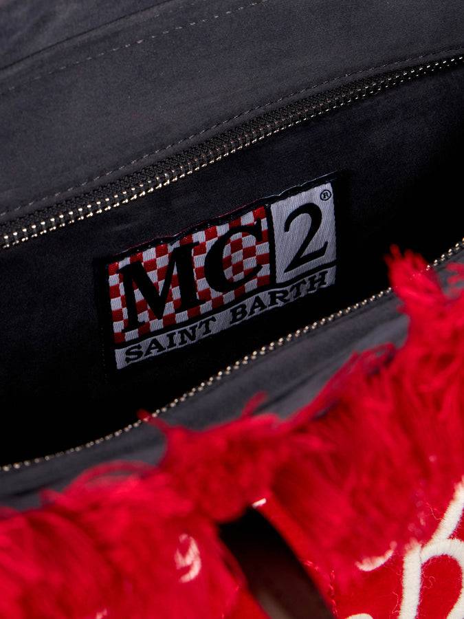Mc2 Saint Barth Borsa Colette In Velluto Trapuntato A Cuori Con Frange