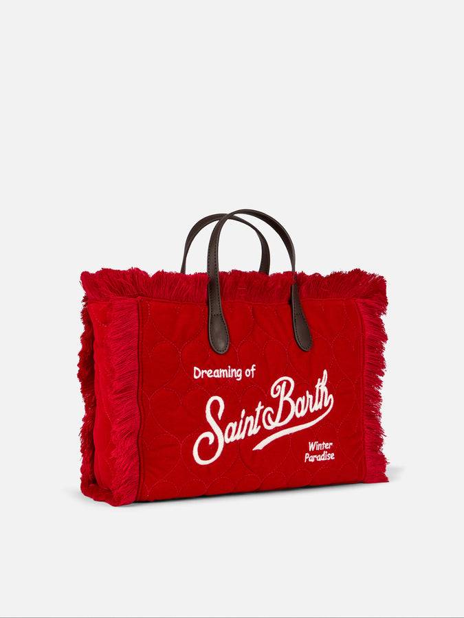Mc2 Saint Barth Borsa Colette In Velluto Trapuntato A Cuori Con Frange