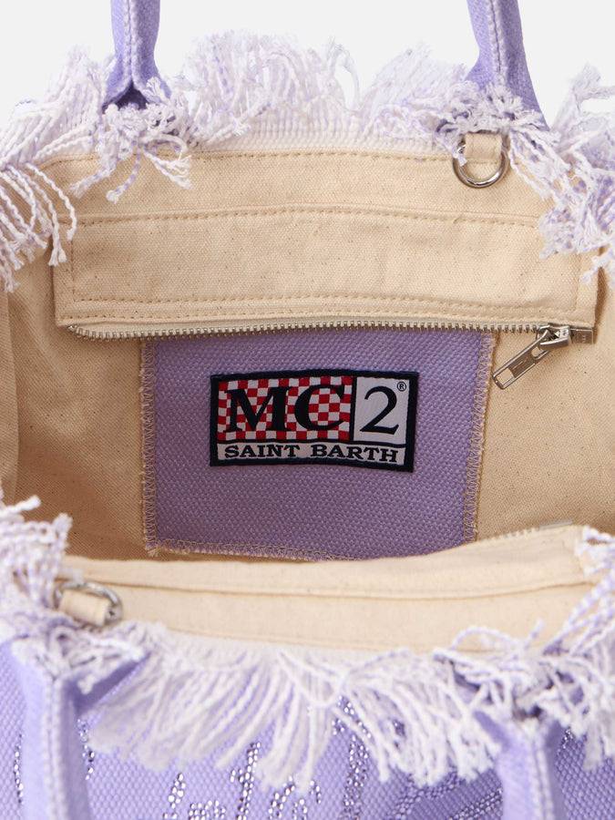 Mc2 Saint Barth Borsa Colette Lilla In Tela Di Cotone Con Strass