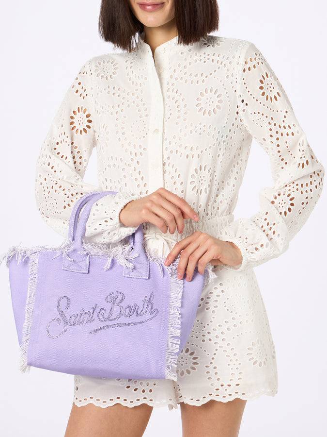 Mc2 Saint Barth Borsa Colette Lilla In Tela Di Cotone Con Strass