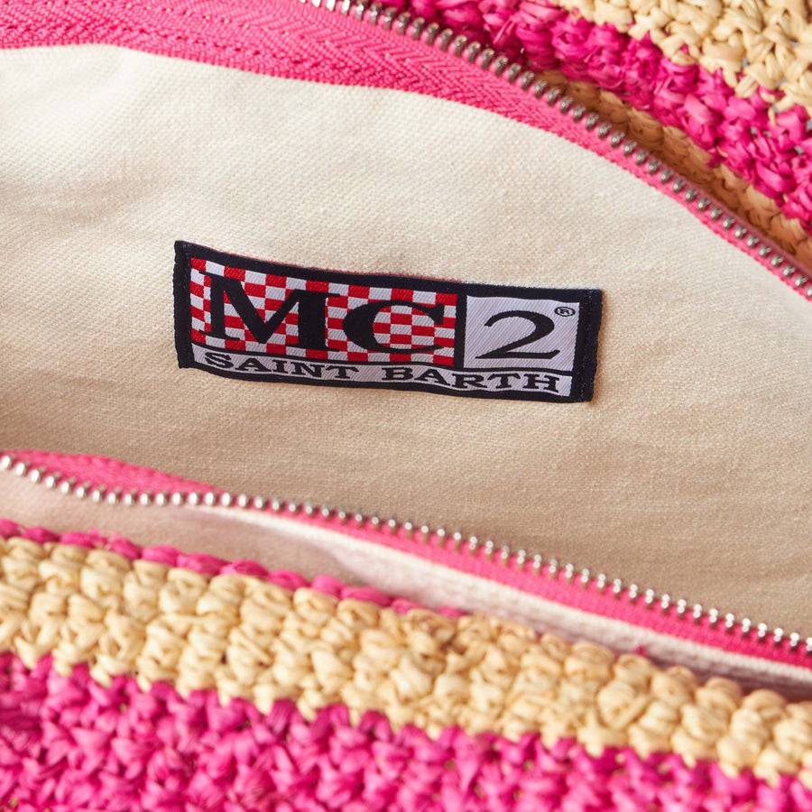 Mc2 Saint Barth Borsa Ferdie In Rafia A Righe Con Ricamo Saint Barth
