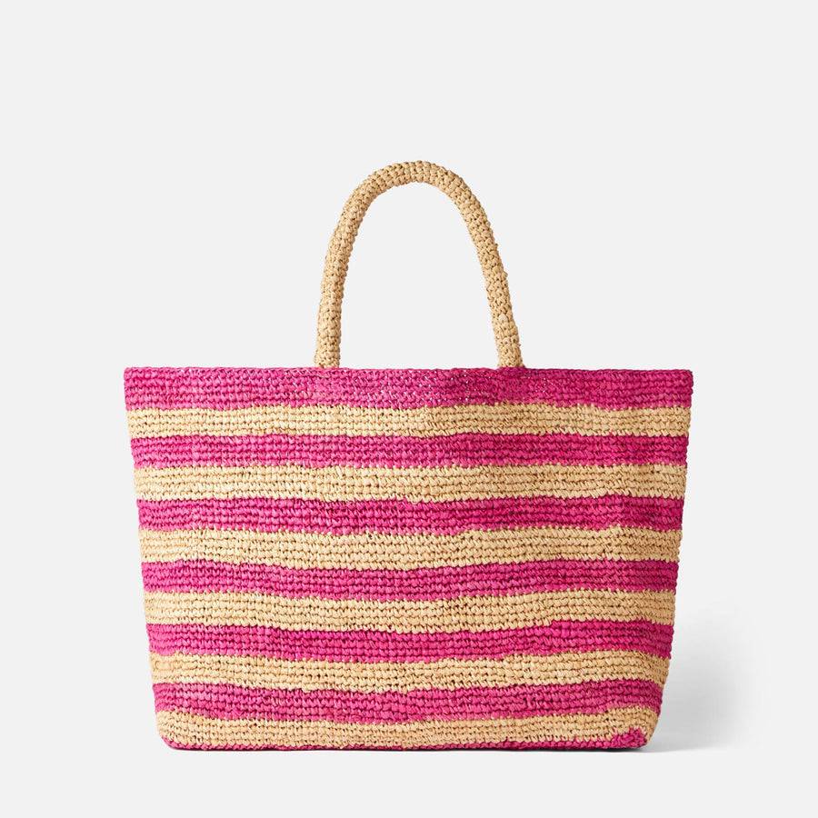 Mc2 Saint Barth Borsa Ferdie In Rafia A Righe Con Ricamo Saint Barth