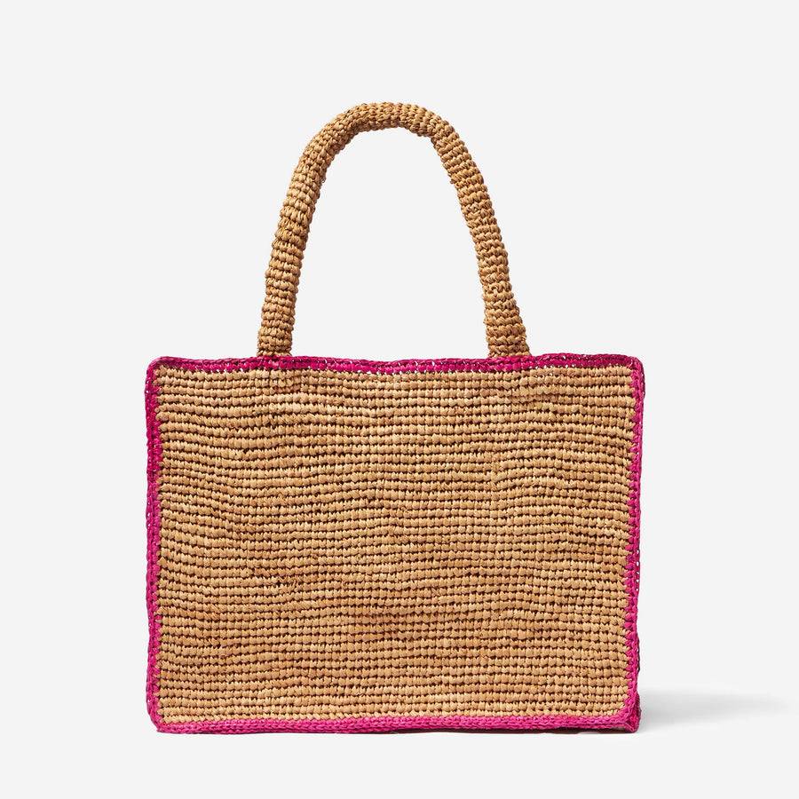 Mc2 Saint Barth Borsa In Rafia Con Ricamo Frontale Fucsia
