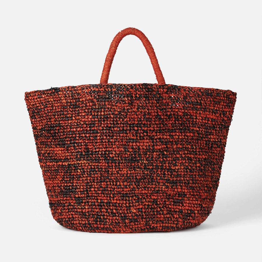 Mc2 Saint Barth Borsa In Rafia Nera E Arancione Con Ricamo Frontale