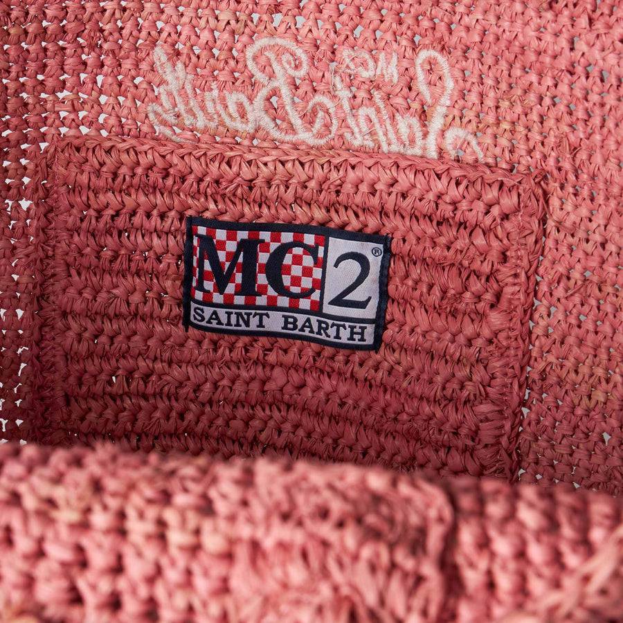 Mc2 Saint Barth Borsa In Rafia Rosa Vanity Con Ricamo Saint Barth