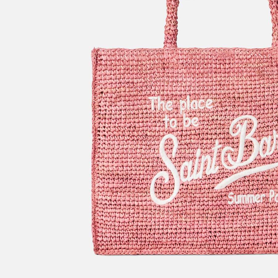 Mc2 Saint Barth Borsa In Rafia Rosa Vanity Con Ricamo Saint Barth