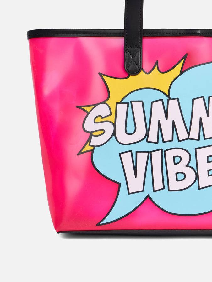 Mc2 Saint Barth Borsa Mare Rosa In Pvc Trasparente Con Stampa Summer Vibes