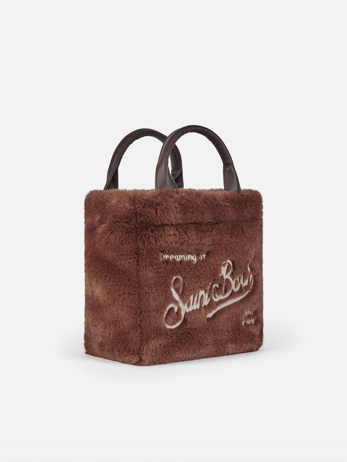 Mc2 Saint Barth Borsa Marrone Mini Vanity Morbida Con Tessuto Furry