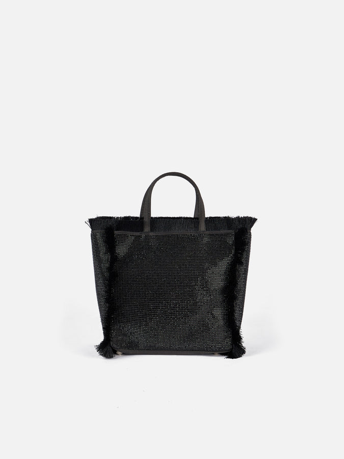 Mc2 Saint Barth Borsa Mini Vanity Con Frange E Strass Neri