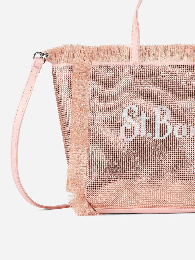 Mc2 Saint Barth Borsa Mini Vanity Con Frange E Strass Rose Gold