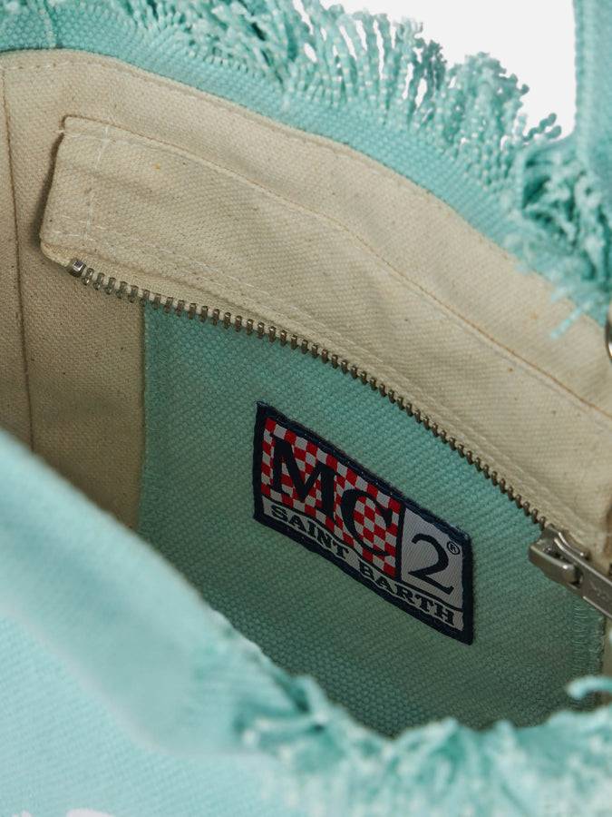 Mc2 Saint Barth Borsa Mini Vanity In Tela Di Cotone Verde Acqua