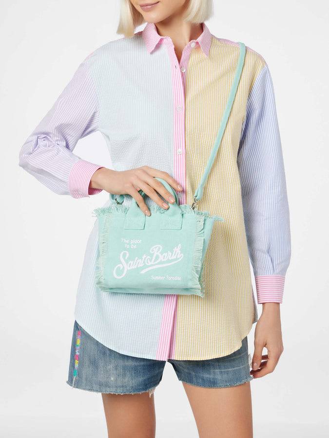 Mc2 Saint Barth Borsa Mini Vanity In Tela Di Cotone Verde Acqua
