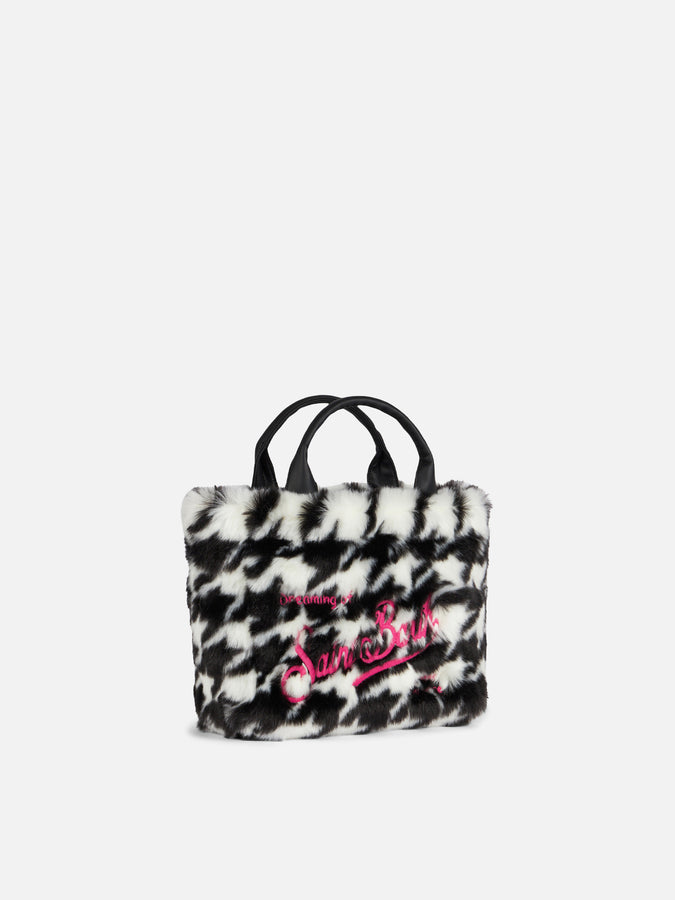 Mc2 Saint Barth Borsa Mini Vanity Morbida E Pelosa Con Stampa Jacquard Pied De Poule