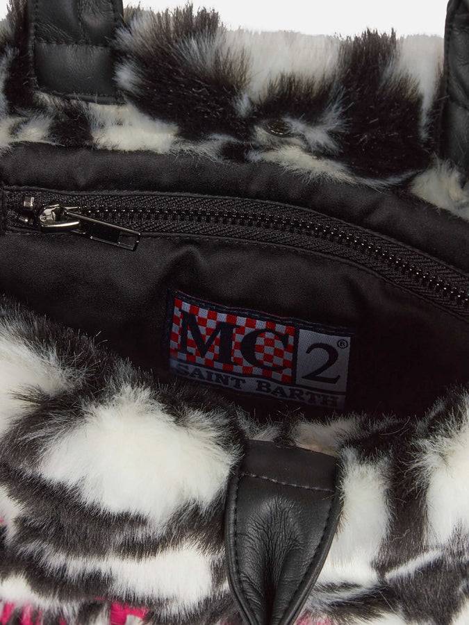 Mc2 Saint Barth Borsa Mini Vanity Morbida E Pelosa Con Stampa Jacquard Pied De Poule
