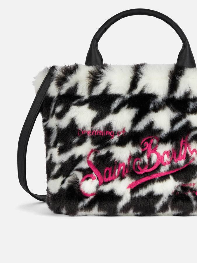 Mc2 Saint Barth Borsa Mini Vanity Morbida E Pelosa Con Stampa Jacquard Pied De Poule