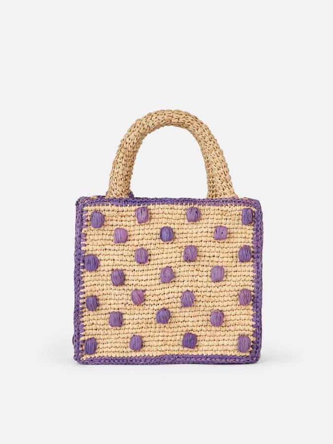Mc2 Saint Barth Borsa Mini Vanity Raffia Beige Naturale Con Applicazioni A Pois