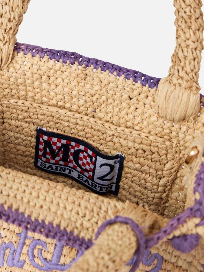 Mc2 Saint Barth Borsa Mini Vanity Raffia Beige Naturale Con Applicazioni A Pois
