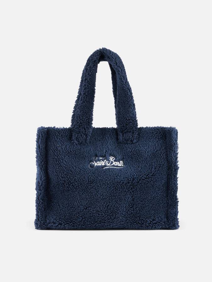 Mc2 Saint Barth Borsa Morbida In Teddy Blu Con Fiocchi Di Neve