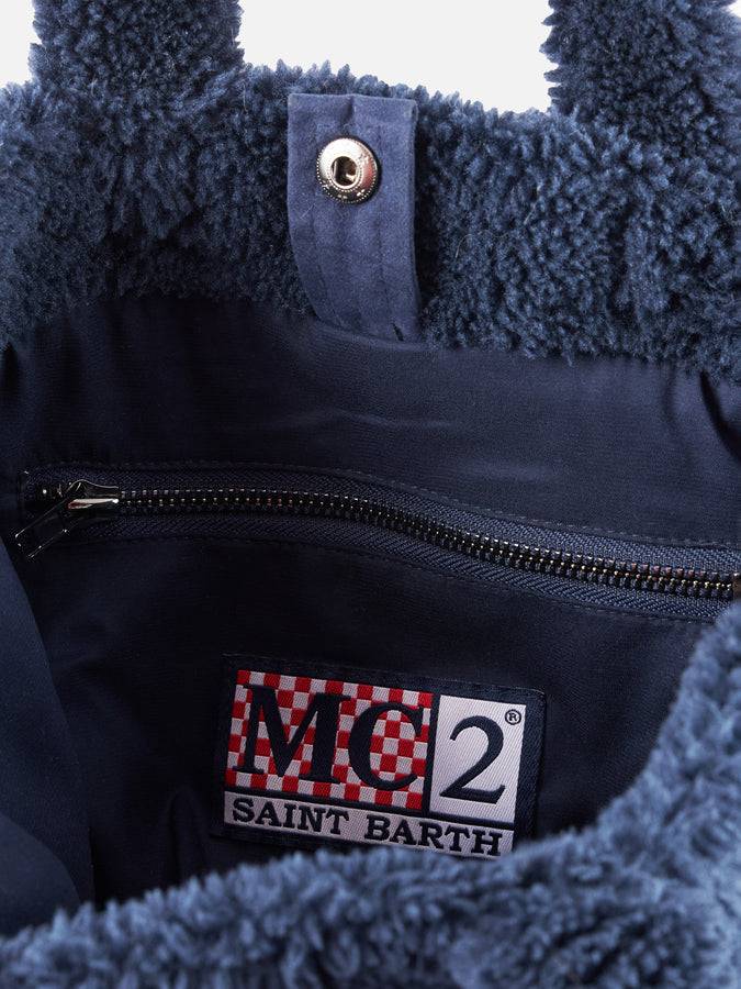 Mc2 Saint Barth Borsa Morbida In Teddy Blu Con Fiocchi Di Neve