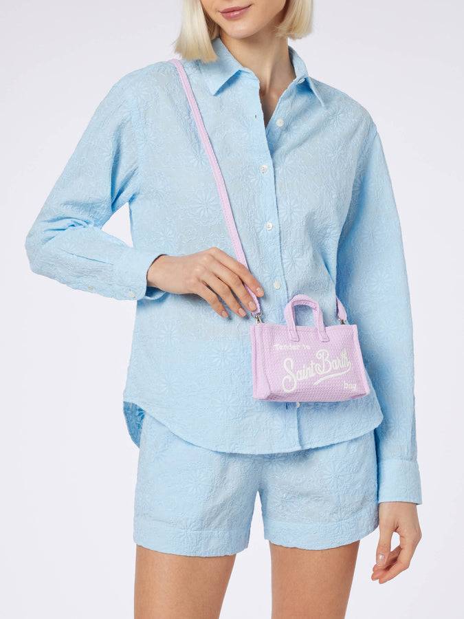 Mc2 Saint Barth Borsa Per Cellulare In Tessuto Di Cotone Waffle Lilla