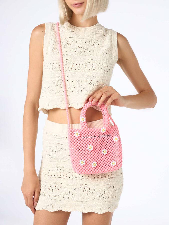 Mc2 Saint Barth Borsa Piccola Con Perline Di Fiori Rosa