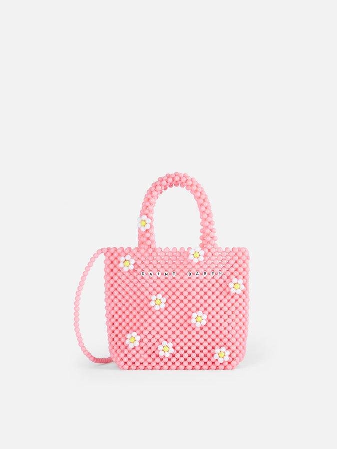 Mc2 Saint Barth Borsa piccola con perline di fiori rosa