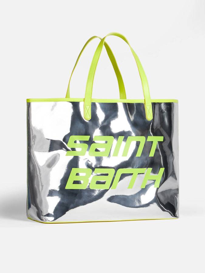 Mc2 Saint Barth Borsa Reflex Argento Con Dettagli Giallo Fluo
