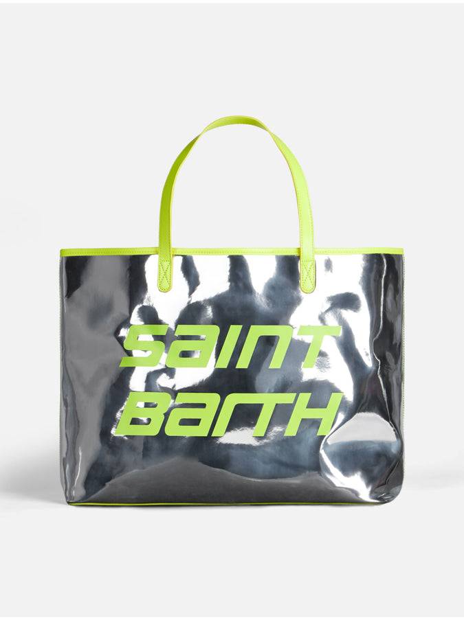 Mc2 Saint Barth Borsa reflex argento con dettagli giallo fluo
