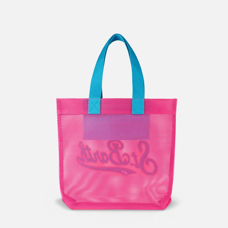 Mc2 Saint Barth Borsa Shopper Fucsia In Rete Con Patch In Spugna