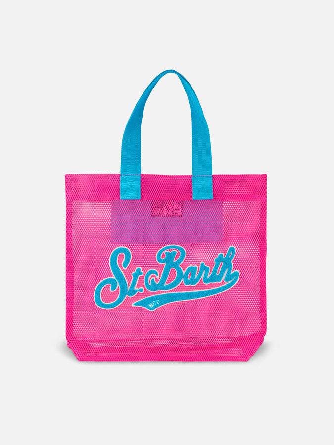 Mc2 Saint Barth Borsa Shopper fucsia in rete con patch in spugna