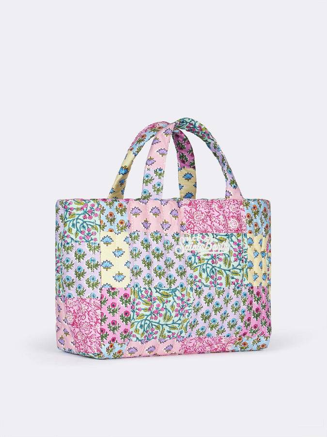 Mc2 Saint Barth Borsa Soft Tote Mid Trapuntata A Fiori Multicolore