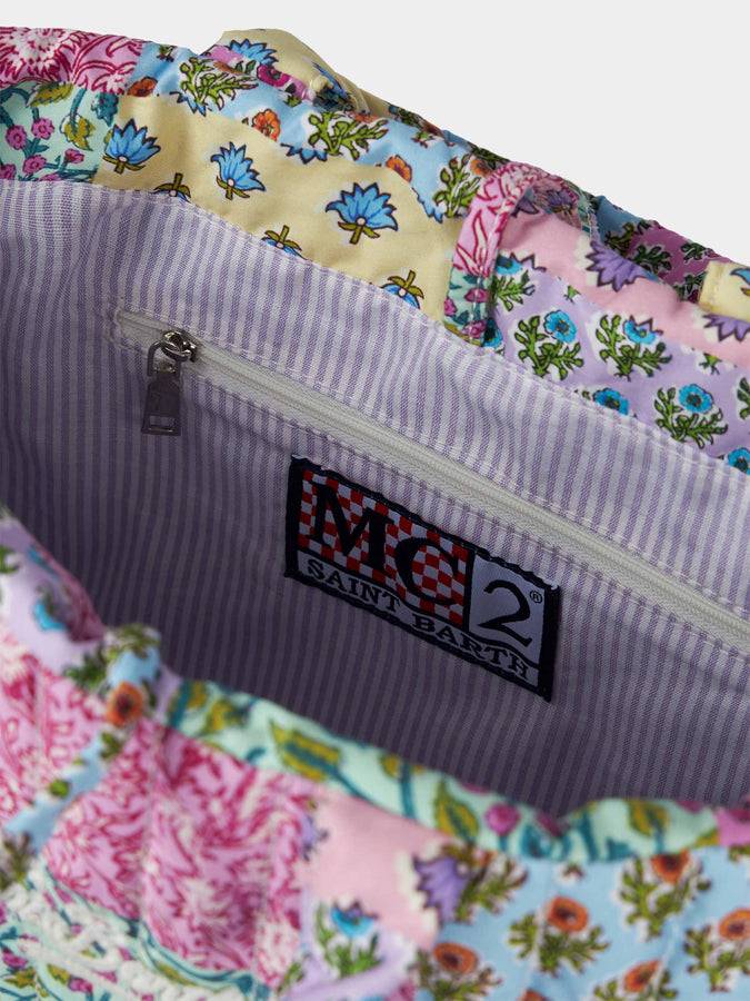 Mc2 Saint Barth Borsa Soft Tote Mid Trapuntata A Fiori Multicolore