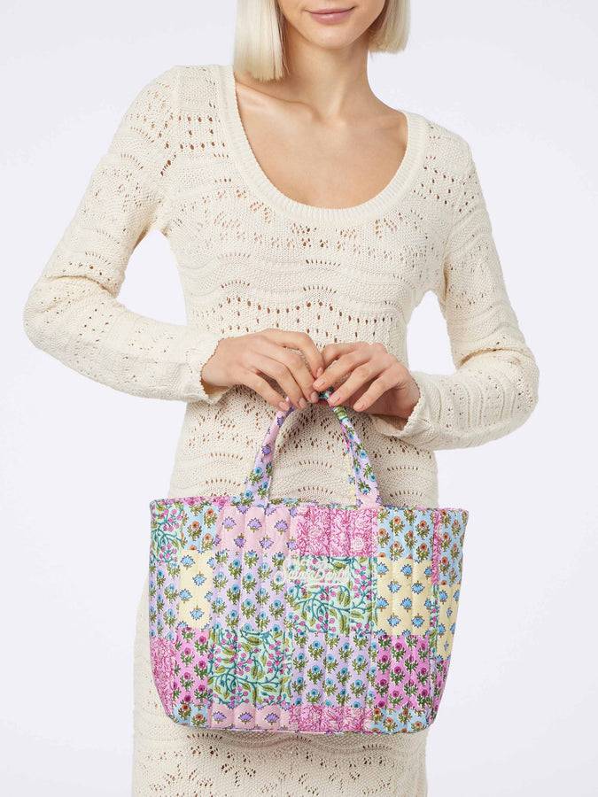Mc2 Saint Barth Borsa Soft Tote Mid Trapuntata A Fiori Multicolore
