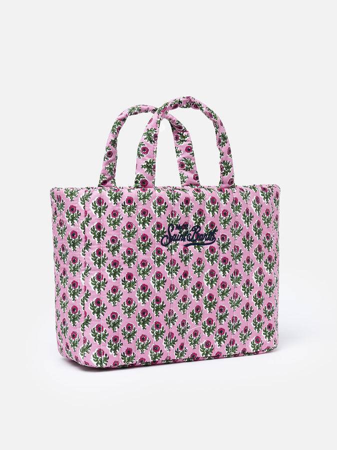 Mc2 Saint Barth Borsa Soft Tote Mid Trapuntata A Fiori Rosa