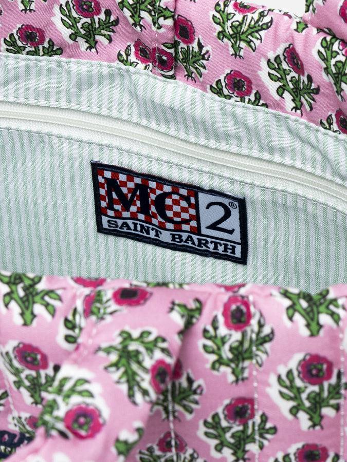 Mc2 Saint Barth Borsa Soft Tote Mid Trapuntata A Fiori Rosa