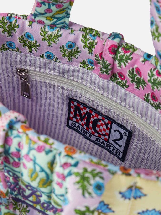 Mc2 Saint Barth Borsa Soft Tote Mini Trapuntata A Fiori Multicolor