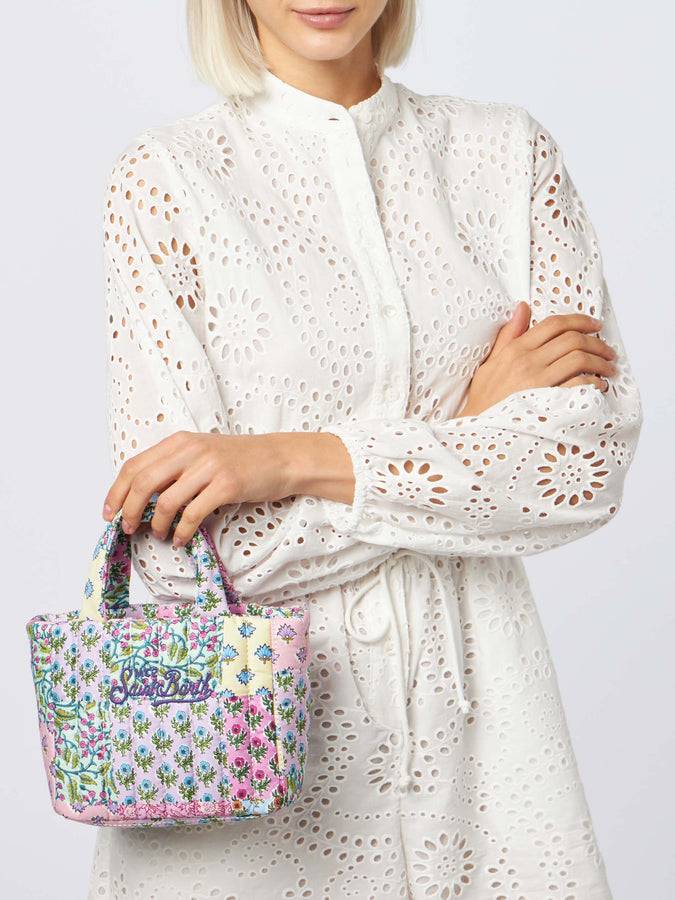Mc2 Saint Barth Borsa Soft Tote Mini Trapuntata A Fiori Multicolor